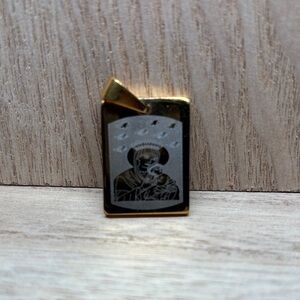 Gold-Tone Religious Icon Pendant - Black and Gold